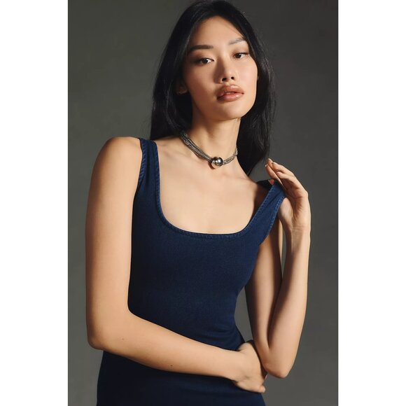 NWOT Good American Soft Sculpt DENIM Midi Dress SIZE 1/ S - Picture 3 of 9